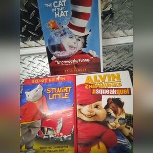 3 Family DVDs: Alvin & Chipmunks, Cat In The Hat (Mike Myers) & Stuart Little